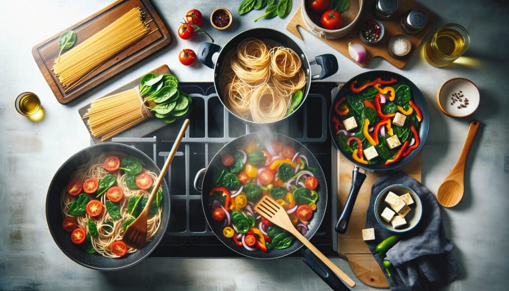 【妊活食】全粒粉スパゲッティと豆腐の野菜ペスト