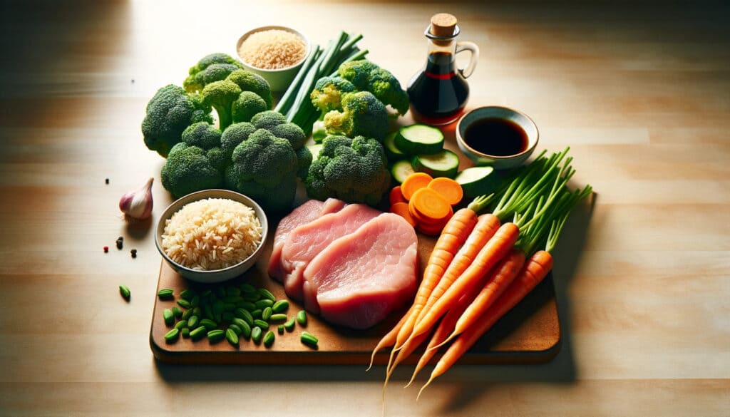 【妊活食】豚ヒレ肉の野菜炒め、玄米添え