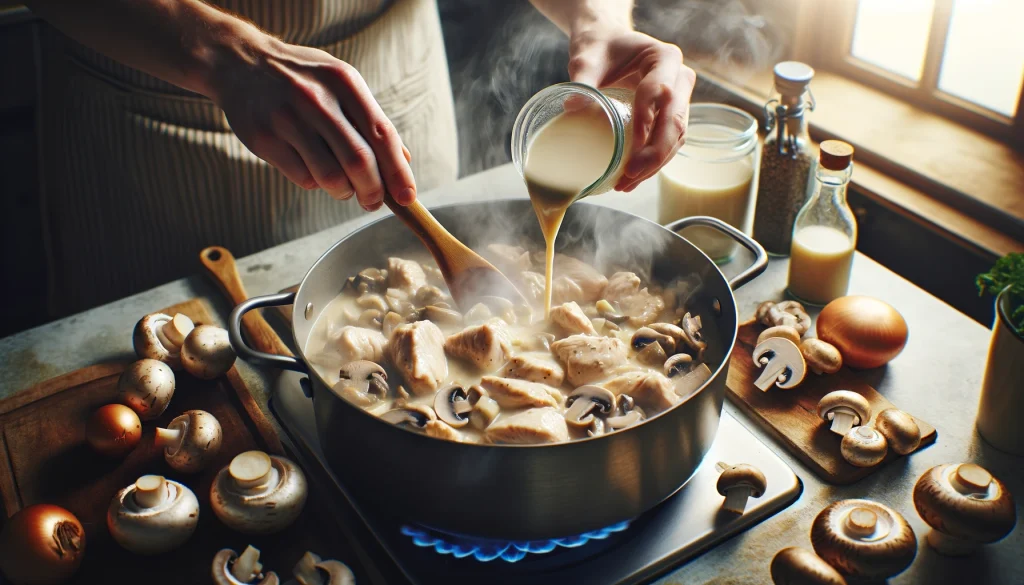 【妊活食】豆乳と鶏肉のキノコクリーム煮