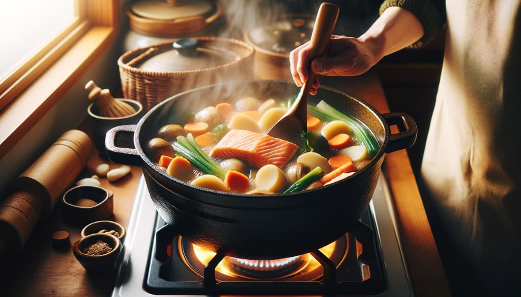 【妊活食】鮭と根菜の味噌煮