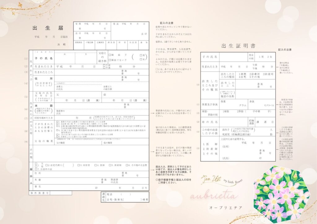 出生届_1月26日の誕生花：オーブリエチア